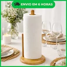 Porta Papel Toalha de Bambu - Cozinha Gourmet