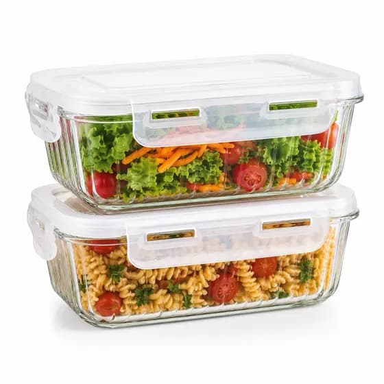 Kit com 2 potes herméticos de vidro com trava de 640ml