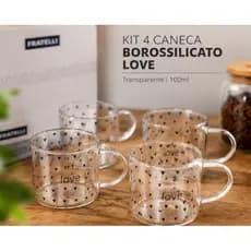 Kit 4 Canecas Transparentes para Café Vidro Borossilicato