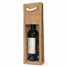 Kit 50 Sacos Porta Garrafa de Vinho em Juta com Visor Transparente – Embalagem Premium para Presente