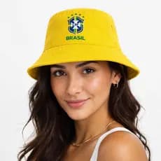 Chapéu Bucket Hat Boné Brasil Penta Unissex Escudo Bordado Copa do Mundo Confortável e Resistente