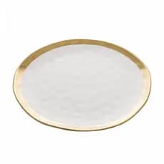 Prato de Porcelana Sobremesa Dubai Branco Dourado Wolff 21cm