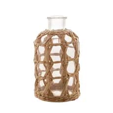 Vaso de Vidro Decorativo /Fibra Natural Wolff 11x20cm