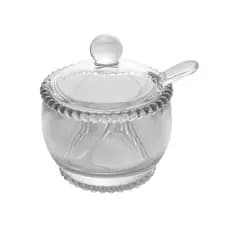 Açucareiro de Cristal com Colher Pearl Wolff 10x8x7cm