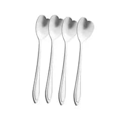 Conjunto 4 Colheres Chá Aço Inox Heart Prata Wolff 13cm