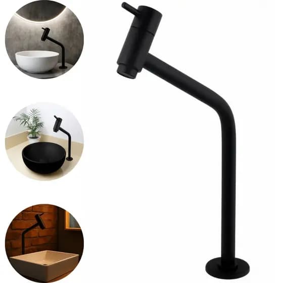 Torneira Lavatório Link Bica Alta Para Banheiro Lavabo Metal Preta