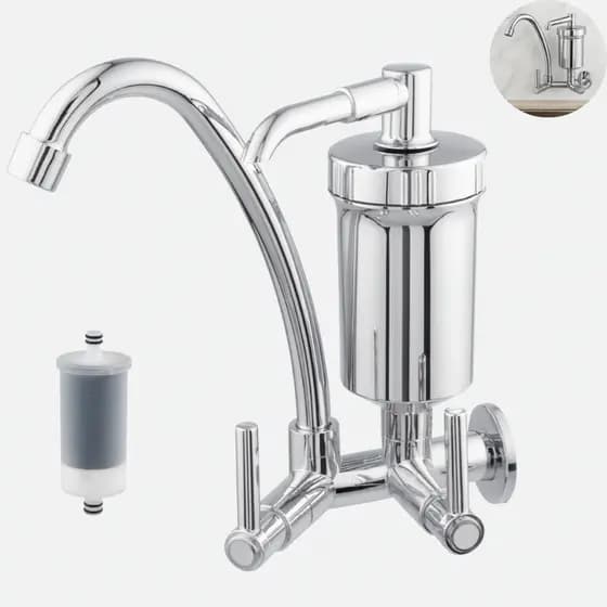 Torneira Filtro de Parede Cozinha Bica móvel Cromada 1/4 de volta Luxo
