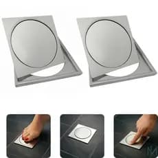 Kit 2 Ralo Click Up Inteligente Em Inox 10x10 Cm + Porta Grelha Cromado Aço inox