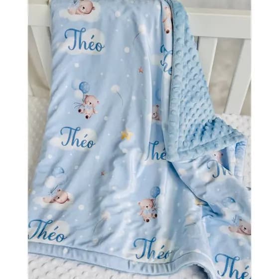 Manta Bebê Personalizada com NOME | Pequena tamanho 70x90cm | Opcional com Touca e Caixa de Presente