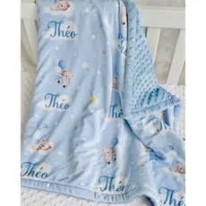 Manta Bebê Personalizada com NOME | Pequena tamanho 70x90cm | Opcional com Touca e Caixa de Presente