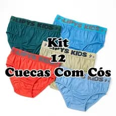Kit Cuecas Infantis 100% Algodão | Modelo Slip com e sem cós