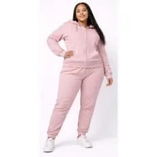 Conjunto Feminino Plus Size Inverno | Casaco com Zíper e Calça de Moletom | Confortável e Estiloso