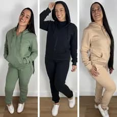KIT COM 3 CONJUNTOS DE MOLETOM FEMININO — economia, conforto e look pronto para o inverno