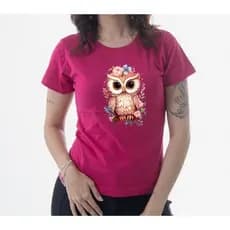 Camiseta Baby Look Lançamento Coruja Tecido de Alta Qualidade 100% Algodão