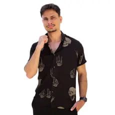 Camisa Social Masculina Slim Viscose Caveira Pronta Entrega