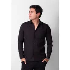 Camisa Social Masculina Manga Longa Flertada Com Bolso