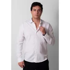 Camisa Social Masculina Manga Longa Masculina Xadrez Risca de Giz