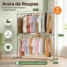 Arara De Roupas Reforçada Em Aço Galvanizado Antiferrugem Cabideiro Expositor De Chão Suporta 100kg Multiuso