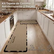 Kit Tapete de Cozinha Passadeira 2 Peças Antiderrapante Multiuso Resistente a Óleo Lavável 45x120cm 45x180cm
