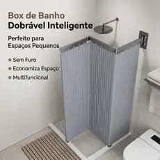 Cortina de Banheiro Trilho Dobrável Ajustável Multiuso Sem Furo Organizador Resistente Compacto Alumínio 180cm