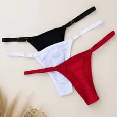 Kit 5 Calcinhas Fio Dental de Microfibra com Alça de Regulagem Tanga Feminina Sensual