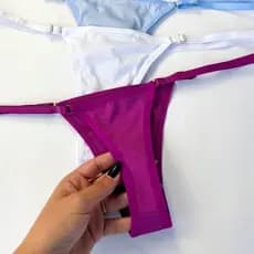 Kit 5 Calcinhas Fio Dental Microfibra com Regulagem Tanga Sensual Feminina