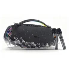 Caixa de Som com 2 Microfones TWS RNG9 HMASTON - Kit Karaokê 12W, IPX6 e 10h de Bateria!