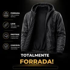 Jaqueta Corta Vento Masculina FORRADA Lisa Sem Marca Leve Esportiva Com Capuz Zíper Frio Moto Inverno