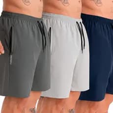 Kit 3 Bermudas masculina tactel para academia com elastano bolso com ziper alta qualidade