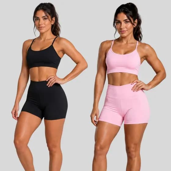 Kit 2 Conjunto Fitness Academia Top e Short Feminino Poliamida Zero Transparência Anti Odor 2026