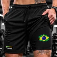 Bermuda 2 Em 1 Masculina Academia Shorts Duplo Bolso Celular Dry Fit Compressão Corrida Treino Leve Brasil