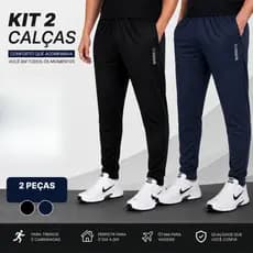 Kit 2 Calças Tactel Elastano Com Ziper Bolso Segurança Masculina Academia Caminhada Frio Inverno