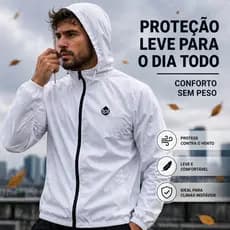 Jaqueta Masculina Impermeável Capuz Corta Vento Leve confortável frio e chuva tendência viagem secagem rápida