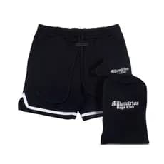 Short Kings Milionários Boys Club Moletom Black Original Bermuda com Bag