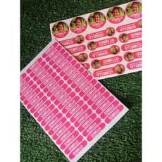 Kit etiquetas escolares | 20 etiquetas com foto aprova d'água + 51 etiquetas adesivas para lápis