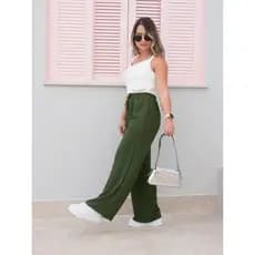 calça feminino pantalona tecido duna