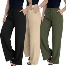 Kit 3 Calça Pantalona Duna  Elástico Na Cintura Com Bolso na lateral  ENVIO IMEDIATO