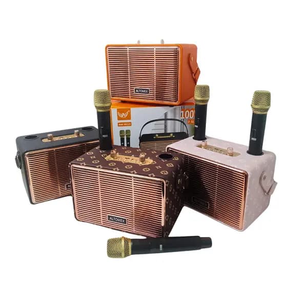 Caixa de Som Karaokê Bluetooth com 2 Microfones - AM-8513