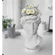 Vaso Decorativo Busto David 18 cm | Escultura Grega Decoração Casa Arte
