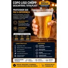 200~500 COPOS de 300ml Transparente liso para Chopp Refrigerante Cerveja Drink Vitamina Açaí