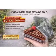 50~200 Embalagens para Fatia de Torta, Bolo, Brownie ou Temaki [Ref E-630 Grande]