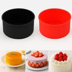 Forma De Silicone 14cm 600ml Mini Bolo Pudim Torta Redonda Forno Air Fryer Micro-ondas Lava-louças Vermelha Cinza Preta