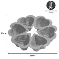 Forma De Silicone Coração 25cmX5cm CupCake Bolo Pudim Torta Forno Air Fryer Micro-ondas Lava-louças Vermelha Cinza Preta