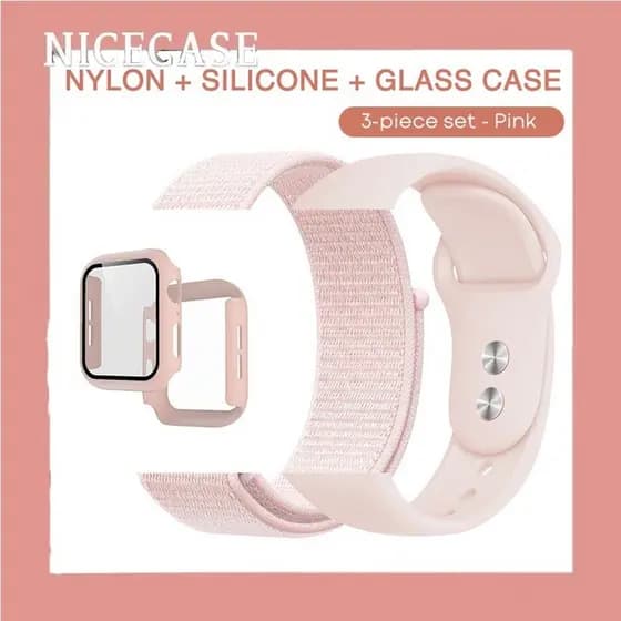 3 Pacotes De Capa De Vidro Mais Recente + Pulseira De Relógio De Nylon De Silicone Para Apple Watch Band 42mm 46mm 49mm