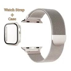 Pulseira De Metal Starlight Milan + Capa Para Apple Watch 46 Mm 42 41 40 44 45 38 49 PC Glass + iWatch Series 11 10 9 8