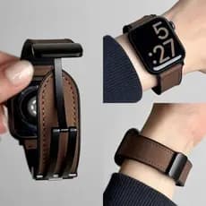 Pulseira Magnética De Couro Para Apple Watch Series 11 10 9 8 7 6 SE 5 4 3 Ultra 3 2 De Smartwatch Relógio Inteligente i