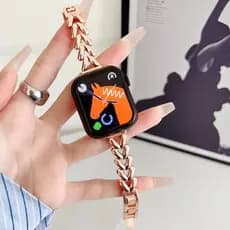 Pulseira De Metal De Luxo Feminina Para Apple Watch 46mm 42mm 49mm 45mm 41mm 40mm 44mm 38mm iWatch Series 11 10 9 8 7 6
