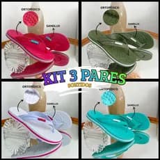 Kit 2 ou 3 Pares - Chinelo Sandália Ortopédica Feminina Sandlux Antiderrapante com Conforto Premium