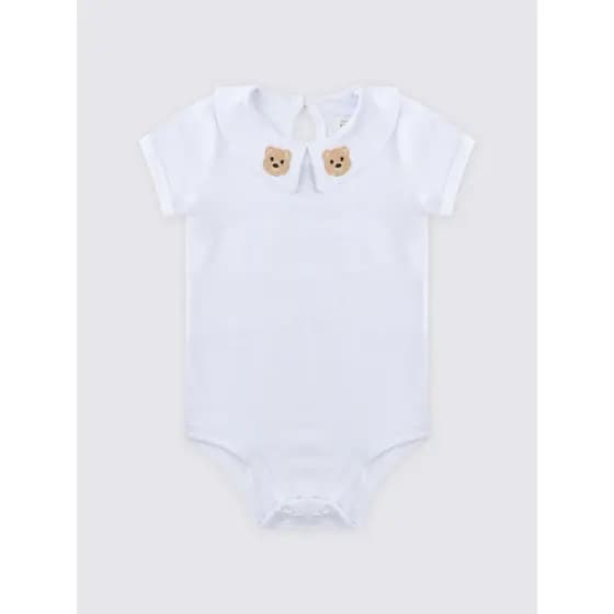 Body Cotton Bordado Urso Bebê Menino