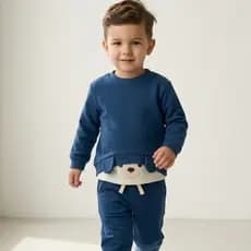Conjunto Moletom Infantil Menino Felpado Cachorro Casaco + Calça com Bolsos 2 peças Inverno Estiloso
